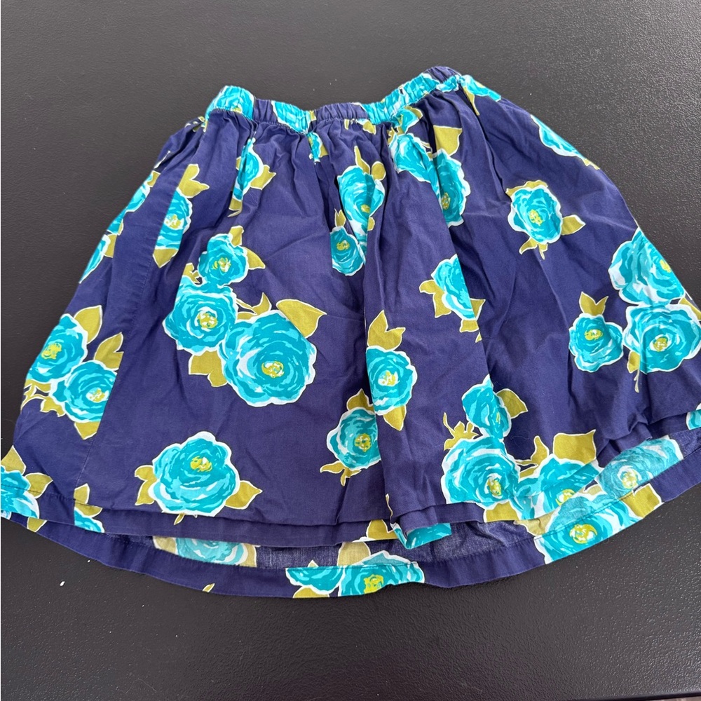 Vibrant Skirt with Blue and Green Floral Pattern